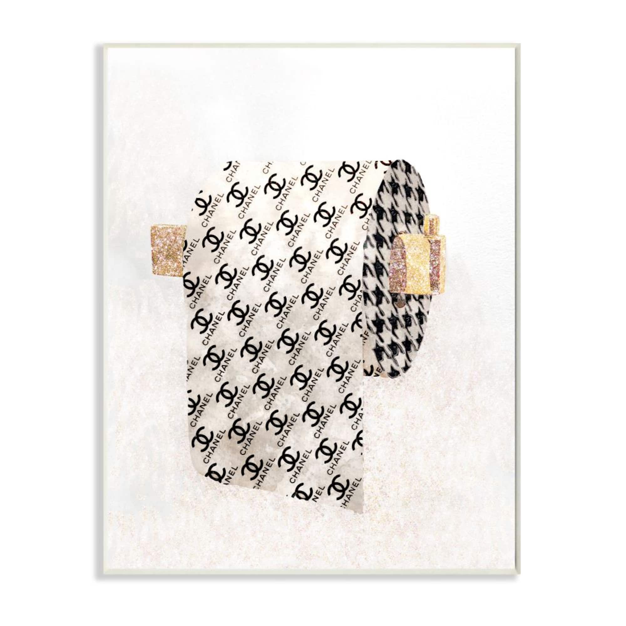 Stupell Industries Fashion Glam Toilet Paper Designer Detailing Wood Wall Plaque